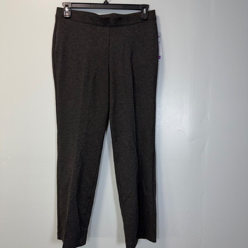 Allison Daley Womens Petite PM Gray Ponte Comfort Fit Straight Leg Pants